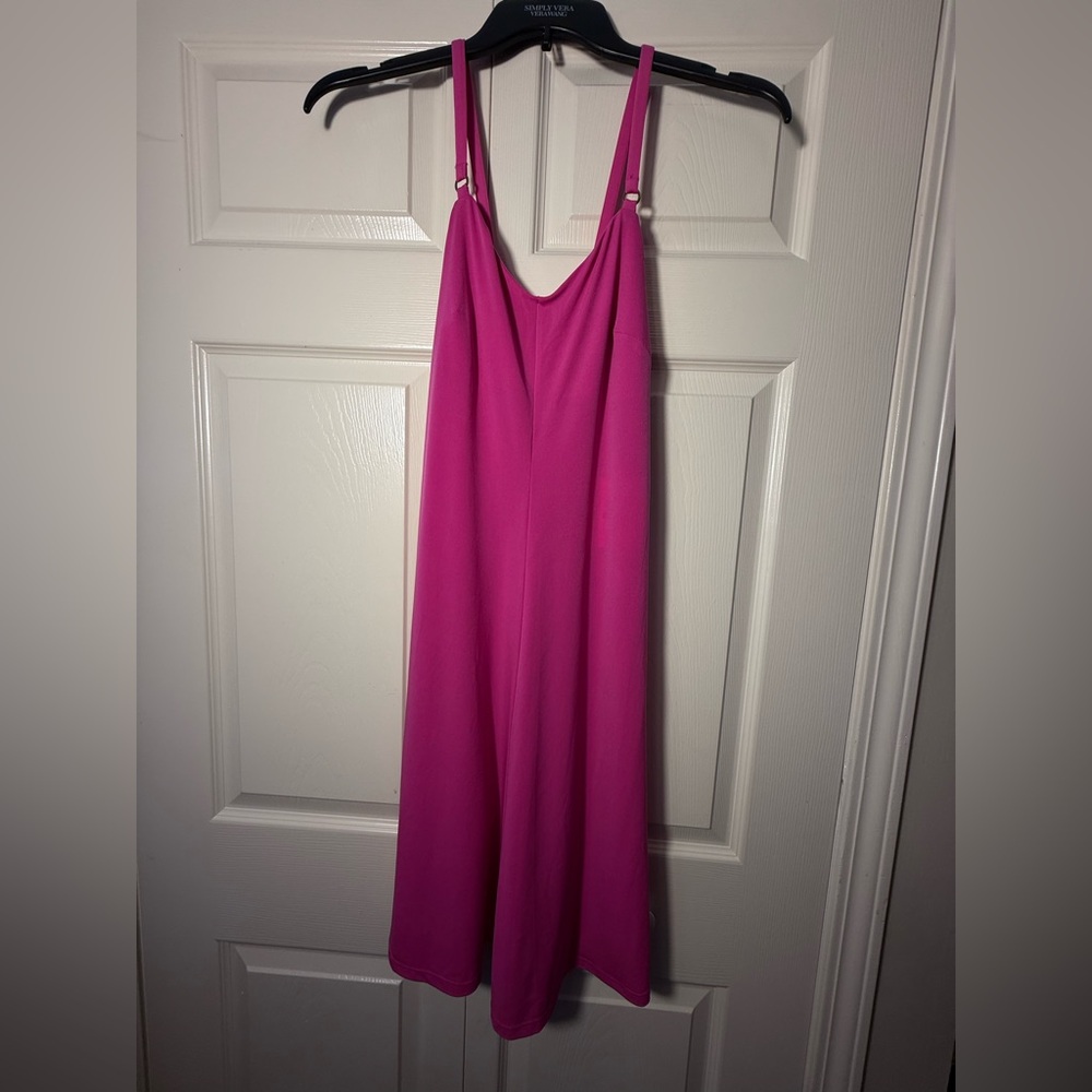 Calvin Klein Pink Fuchsia Spaghetti Strap V-Neck Slip Dress